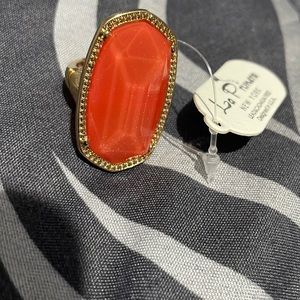 Gold plated and orange studded ring